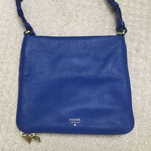 Fossil Blue Leather Crossbody Bag